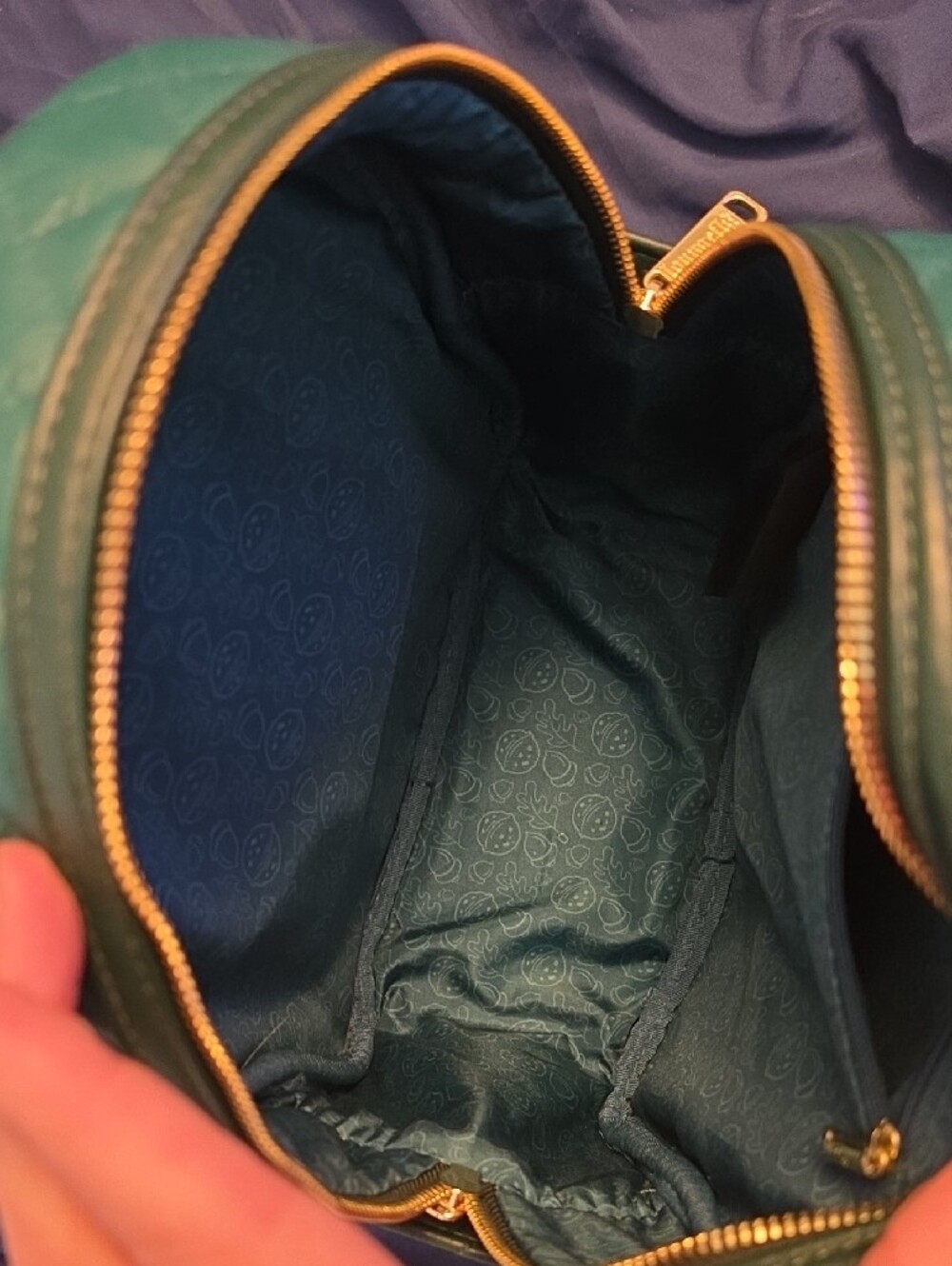 Loungefly Teal Quilted Mini Backpack with Chip 'n' Dale Pin - Picture 3 of 4